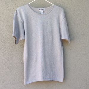 Vintage Vivat Silver Metallic Short Sleeve T-shirt Sweater Top M